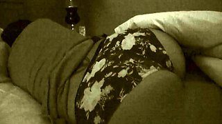 Hot brunette amateur MILF rides hubbys cock