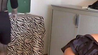 Hot and slutty professor gives a lesson opening her ass to young female students