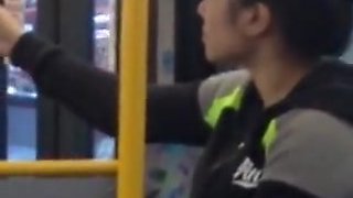 Candid Voyeur of Woman Yawning & Stretching On Bus