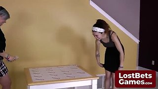 Naughty Game Bet: Two Teen Lesbians With Big Tits Strip After Losing