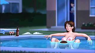 Masturbating stepmom in the pool