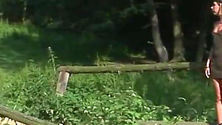 Hot babe does good cock sucking and fucking outdoor