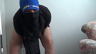 Muslim Cum Slut in Hijab Sucking Cock