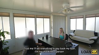 LOAN4K. Blue-eyed babe is banged on the desk