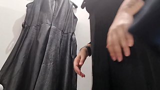 Chubby Italian Stepmother Takes You with Her to a Clothing Store to Try on Leather Clothes