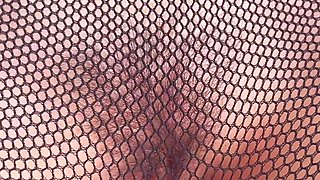 She Wore Sexy Fishnet Tights and Masturbated. Eva Myst Solo Pussy Play.