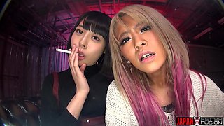 Risa and Yua Nanami Humiliate You with Saliva-drenched Tongues and Smoky Breath. a Filthy POV Punishment Dripping with Spit