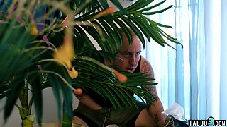 Blond emptying her BFs saturated balls