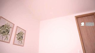 Watch this petite young babe get naked and finger her tight hairy pussy with a vibrator