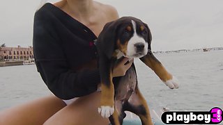 Two provocative small knockers blond hair babes posed naked