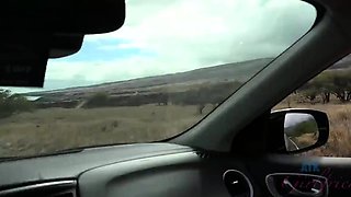 playing with her hairy asian cunt while driving