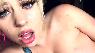 Glamour babe with big boobs masturbates in lingerie