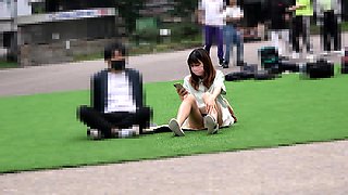 Naughty japanese teen model enjoys outdoor blowjob and sex