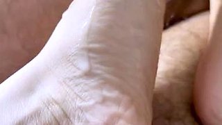 Awesome foot job Perfect feet and huge cumshot toejob fetish