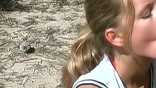 Lovely 18 Year Blonde Does Sex at Beach