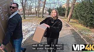 Cute teen Amalia Davis fucks with her rich neighbour in front of a cuckold bf