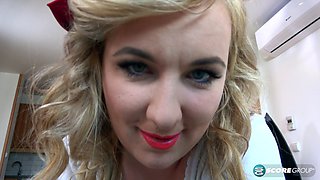 Lola Paradise gets caught in the act and punished with a hot POV titfuck and cumshot