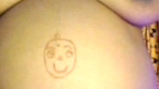 Pregnant Lady Play with Boobs and Big Belly.