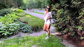 Public Risky Fun with Frivolous Pixie - Flashing, Pissing & Squirting Orgasm Outdoors