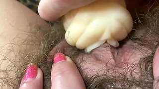 Huge clit fake vagina masturbation closeup wet orgasm fetish hairy