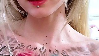 Sexy Blonde Babe With Big Boobs Strips Bra