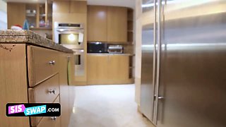 Kinky studs surprise their stepsisters with their boners