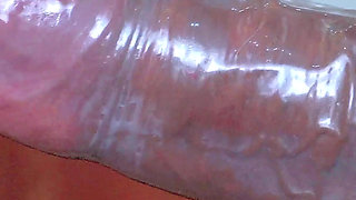 Closeup- Desi Bhabhi Condom Blowjob! Cum in Condom with Red Lipstic