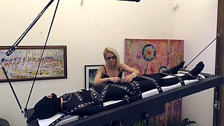 Blowjob and handjob from slutty amateur blonde