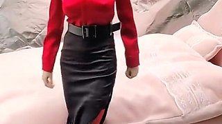 Cynthia in Red Blouse - Undressing