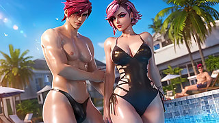 3D Animation : Vi Swimming Pool Dick Ride Missionary Fuck League of Legends Uncensored Hentai