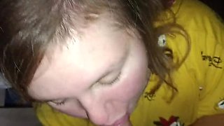 Hot French Couple - Kneeling Blowjob & Cum on Tits - Hardcore BDSM Sucking