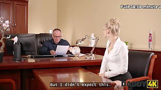 Naomi Love Shows Her Big Natural Tits & Shaved Pussy in Hot Job Interview - Daddy Seduces Blonde Euro Babe