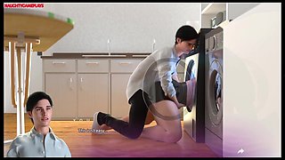 Apocalust - He Fucks His MILF Landlady Stuck in the Washing Machine and Give Her a Big Cumshot - Sexy Gameplay Moments