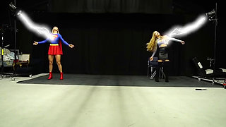 Superheroine Supergirl Battles Her Evil Counterpart Dark Supergirl