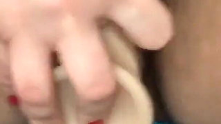 Stimulating My Clit with Wand Drilling My Hairy Pussy with Dildo