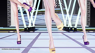 [mmd] Girls' Generation - Genie Ahri Seraphine Kaisa Naked Kpop Dance League of Legends Hentai