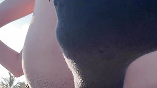 Italian Big Tits Milf At the Beach in Miami flashing her juicy wet pussy Foot Fetish outdoor Public sexy Milf