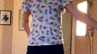 Amateur striptease and Solo masturbation