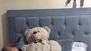 Hot skinny masturbates with a lubricated vibrator.