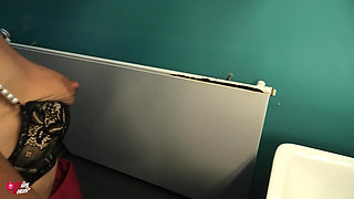 Blonde Office Slut Fucked in Company Toilet!!