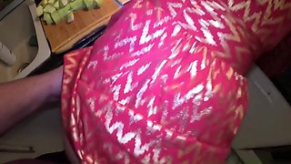 Red & Gold Dress Kitchen Play Spanking, Blowjob, Doggy & Intense