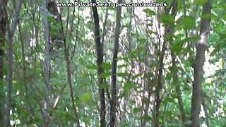 Sex lovers hid in the wood and enjoyed delicate fucking