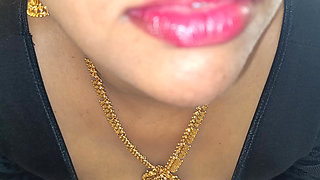 Blue saree housewife jerry red cute lips