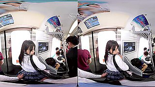 Sticky Schoolgirls on the Train 1 - Asian Public Blowjob Fuck