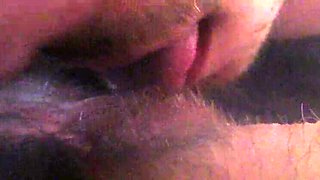 Hairy GF Gets Her Big Clit Licked & Sucked Until She Cums Hard - Close Up Pussy Eating