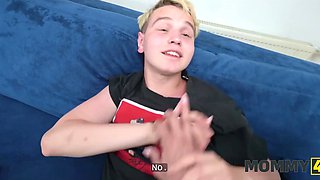 Ripped MILF step-mom Malusha seduced her step-son with her big fake tits