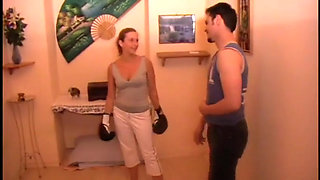 Beating her slave and enjoying it