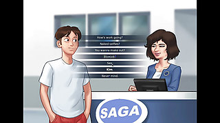 Summertime Saga - Sexy Japanese worker loves getting fucked by a huge cock while watching streams