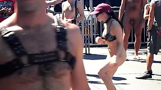 Wild amateur babe shows off her naked body in a public place