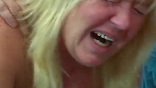 Chubby old blonde gets fucked and facialized by horny hung